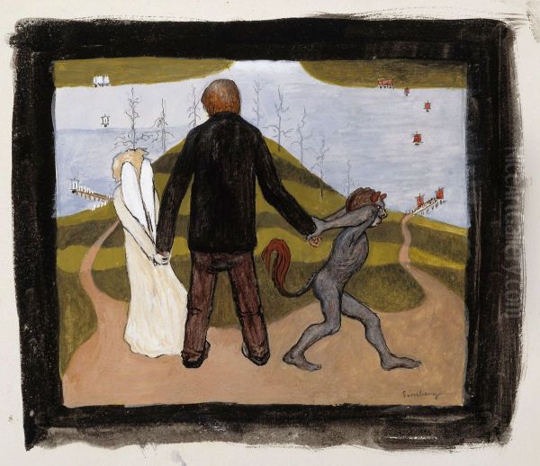 At the Crossroads Oil Painting by Hugo Simberg