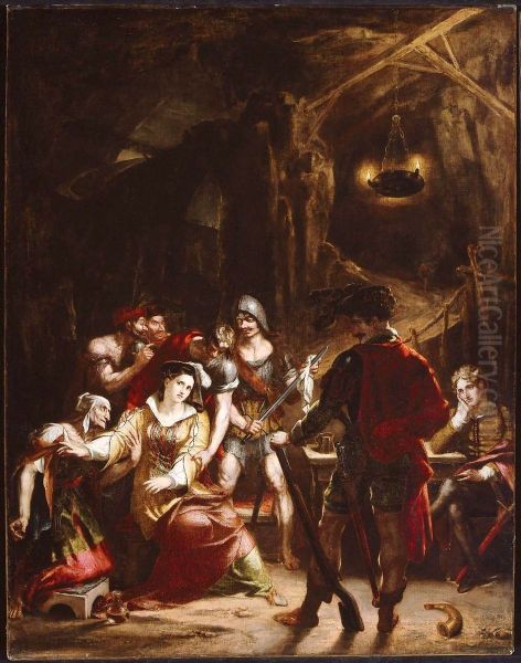 Donna Mencia in the Robber's Cavern Oil Painting by Washington Allston