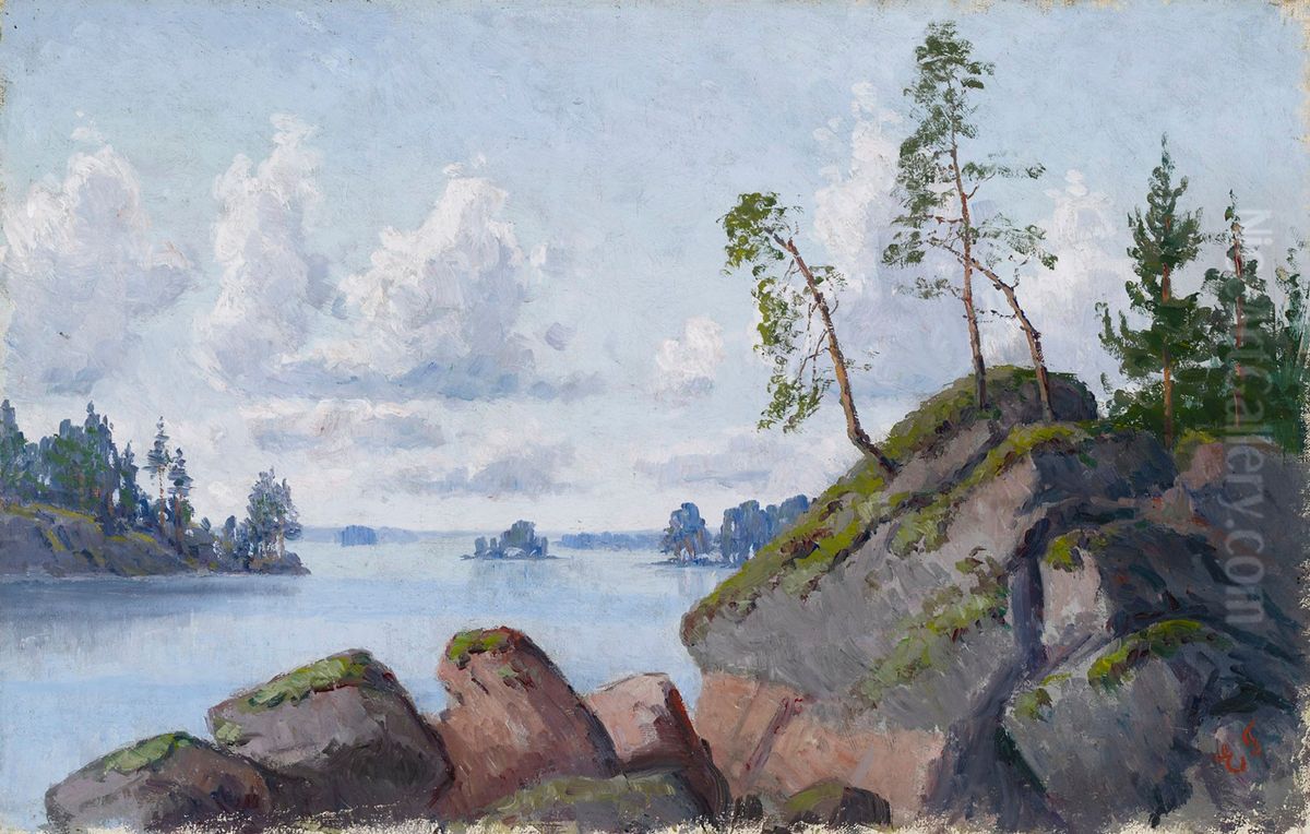 Rantamaisema Oil Painting by Ellen Favorin