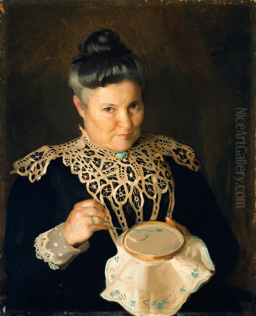 Portrait of the Artist's Mother (Rose Paxton) Oil Painting by William McGregor Paxton