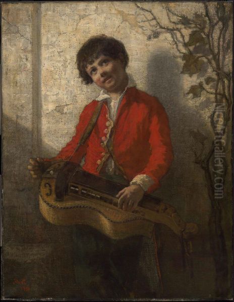 The Hurdy-Gurdy Boy Oil Painting by William Morris Hunt