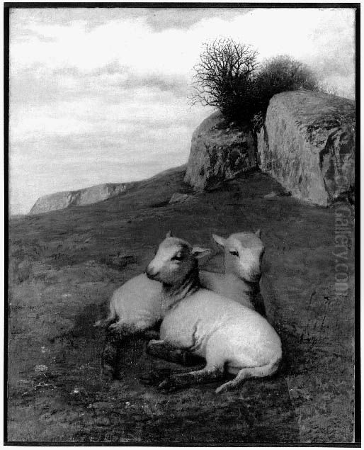Sheep Pasture Oil Painting by William Morris Hunt