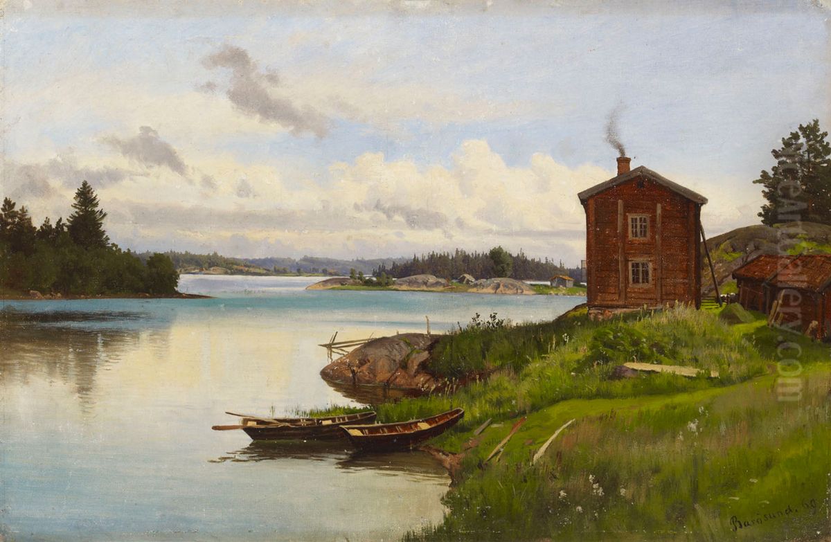 Aihe Baron salmesta, harjoitelma Oil Painting by Hjalmar Munsterhjelm