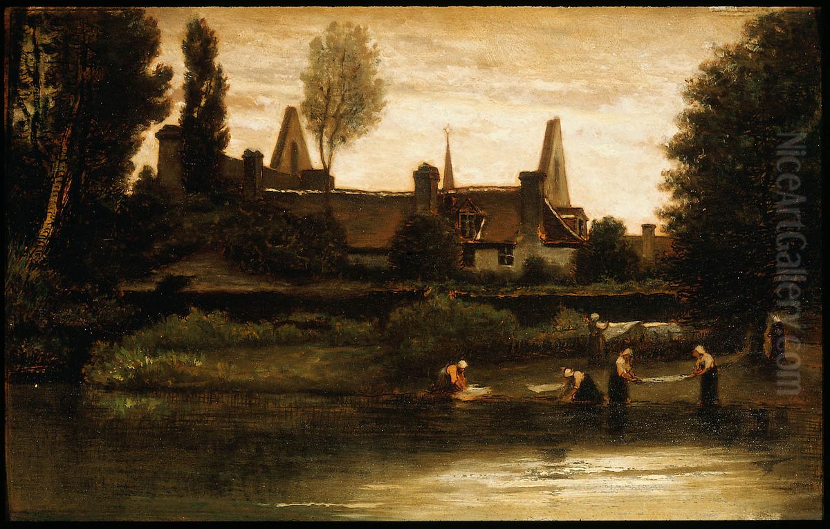 By the River Oil Painting by William Morris Hunt