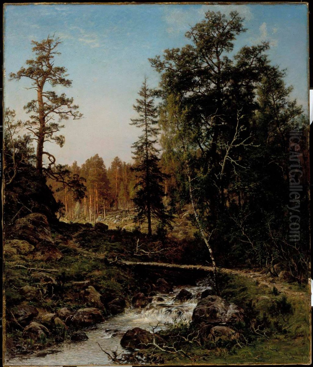 A Forest Landscape from Hauho Oil Painting by Hjalmar Munsterhjelm