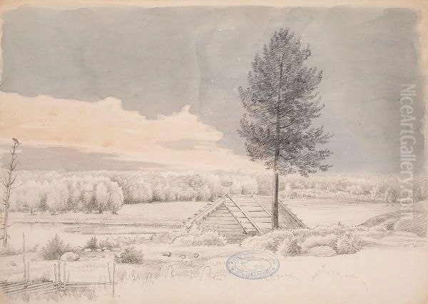 Landscape from Kirkkonummi Oil Painting by Magnus Von Wright