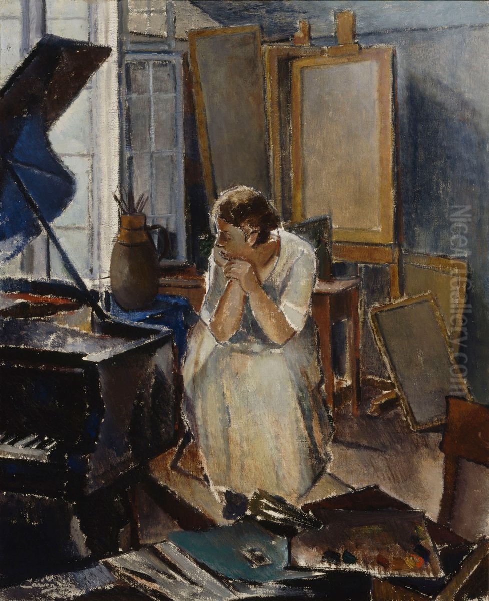 Ateljeen sisakuva Oil Painting by Alvar Cawen