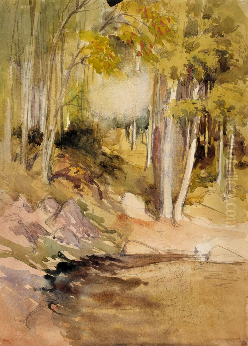 In the Woods Oil Painting by Albert Edelfelt