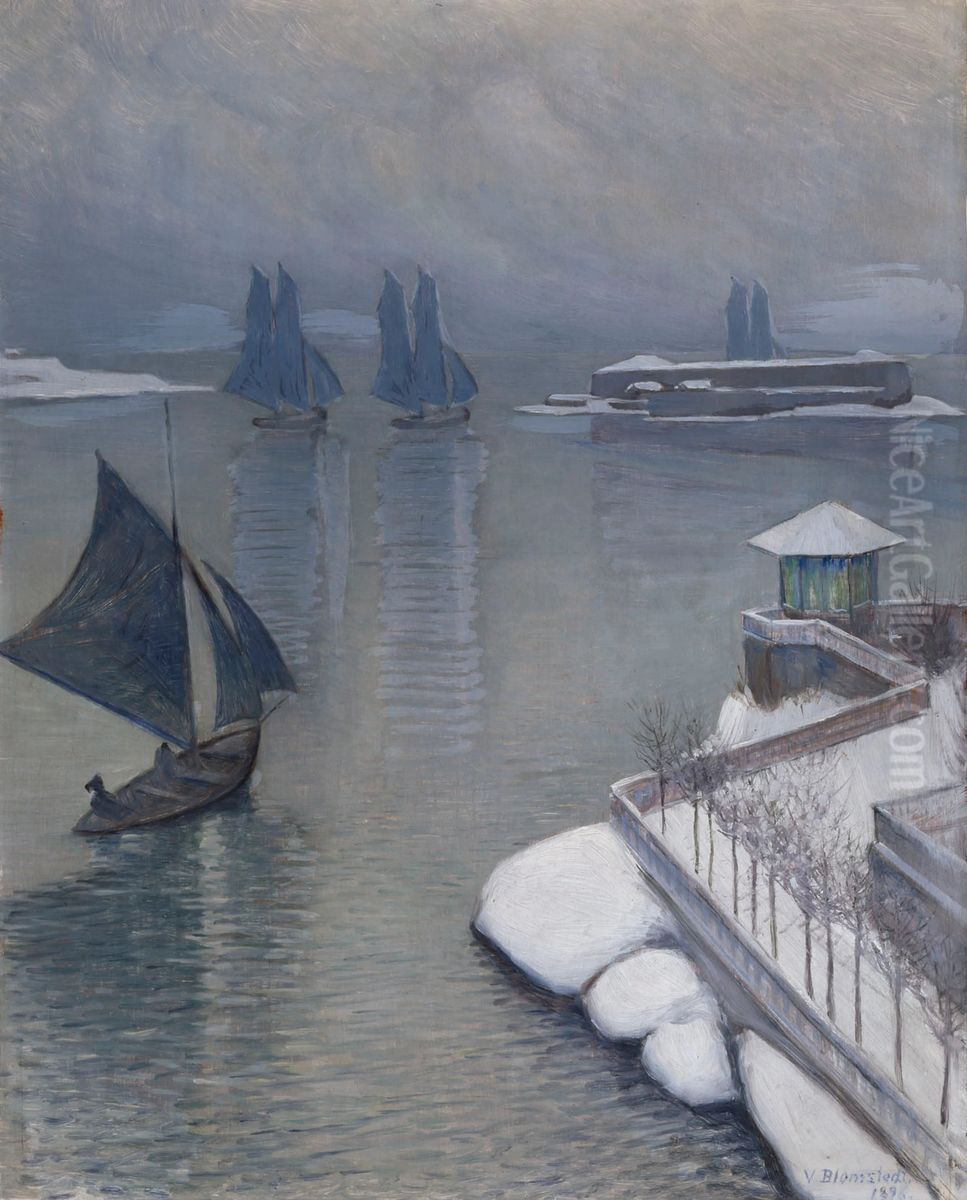 Ensi lumi Oil Painting by Vaino Blomstedt