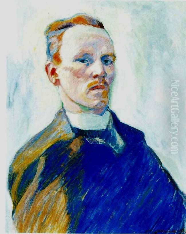 Sjalvportratt Oil Painting by Yrjo Ollila