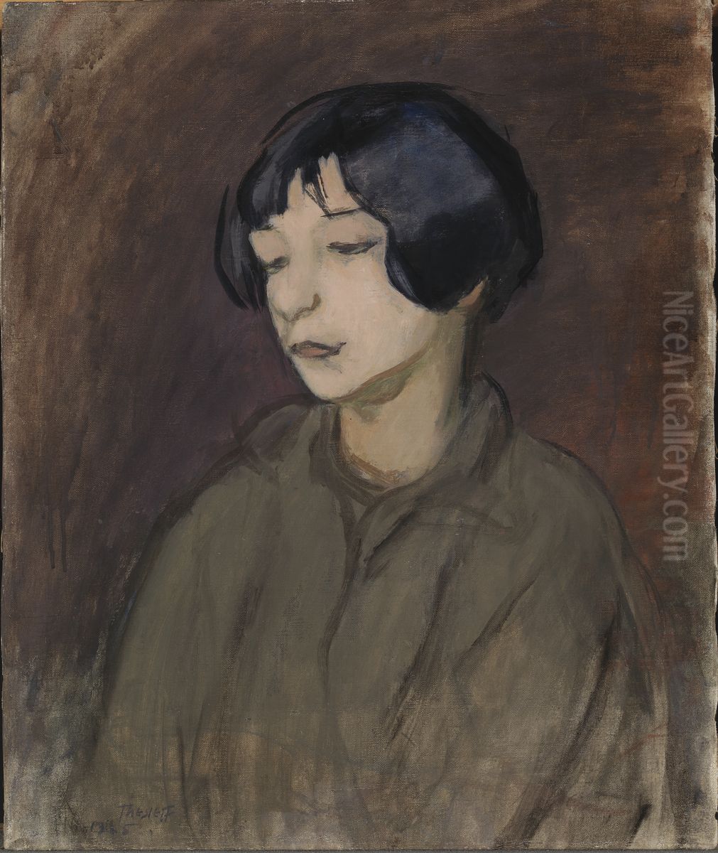 Italiensk flicka ; Italienska Oil Painting by Ellen Thesleff