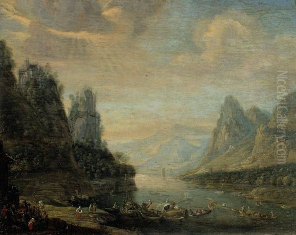 River landscape Oil Painting by Jan Griffier I
