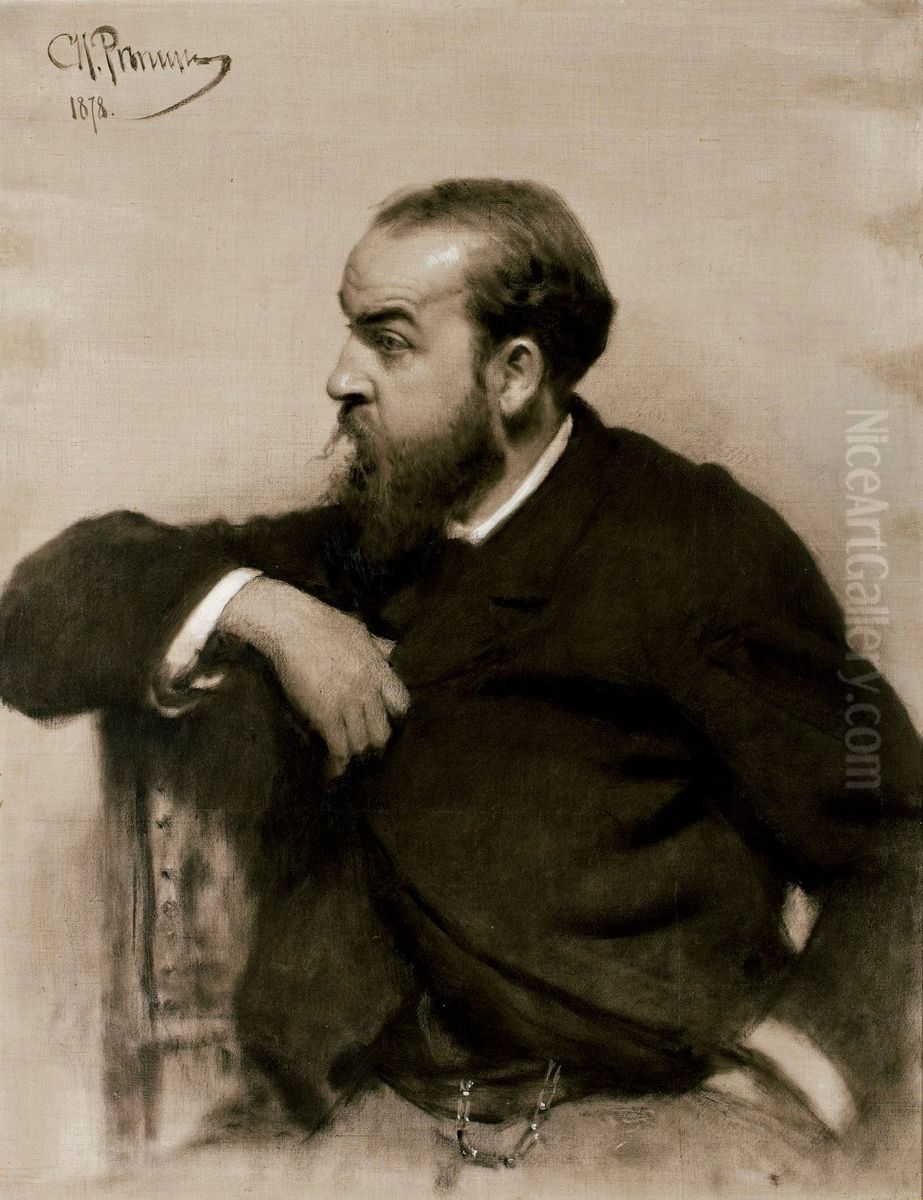 Portratt av konstnaren Rafael S. Levitsky Oil Painting by Repin Iliya