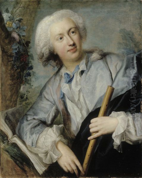 Huilunsoittaja Oil Painting by Lorens Pasch the Elder