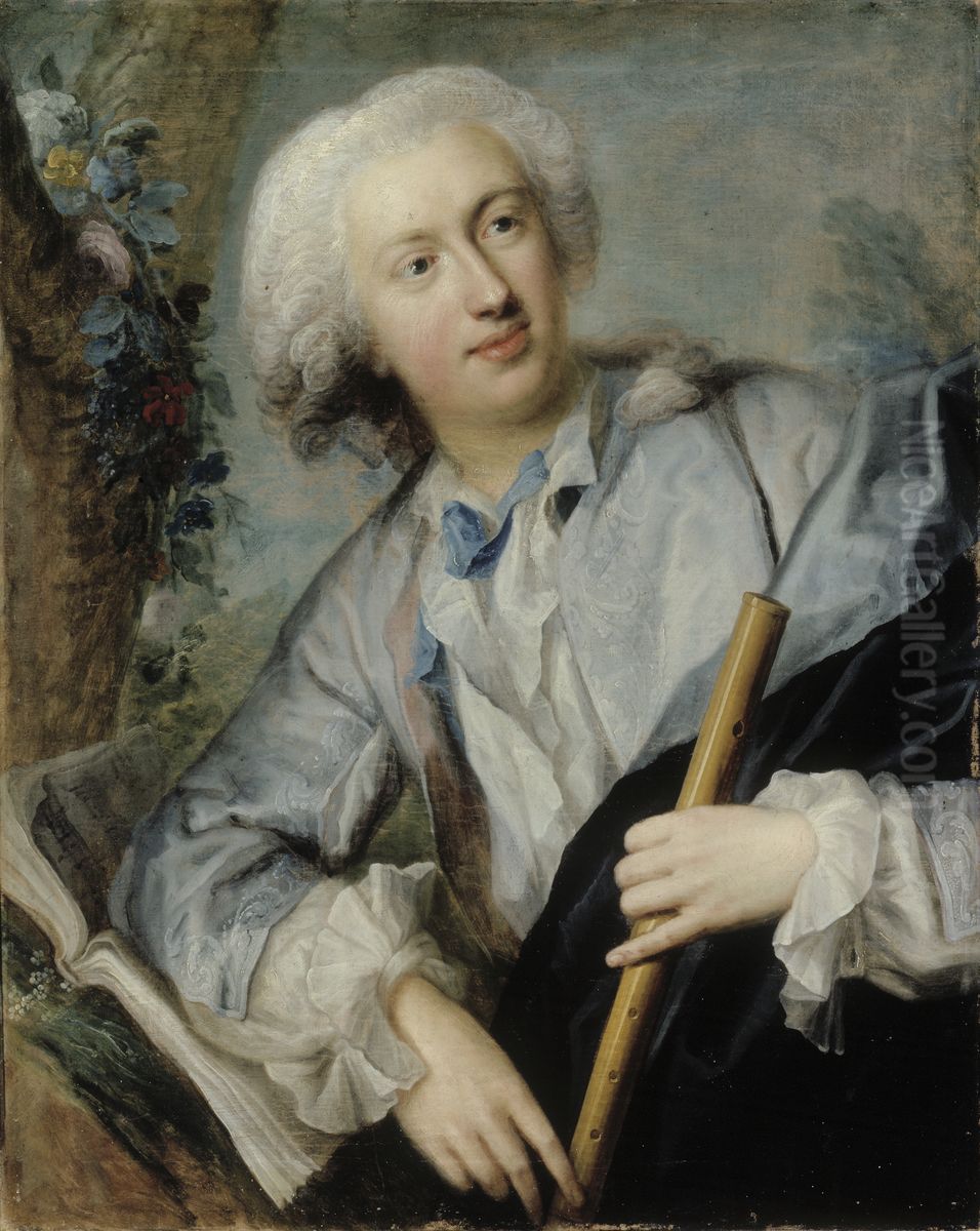 Flute Player Oil Painting by Lorens Pasch the Elder