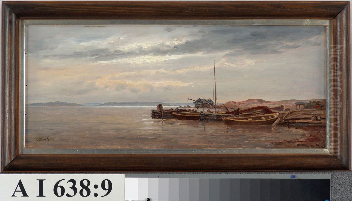 Veneranta saaristossa Oil Painting by Johan Knutson