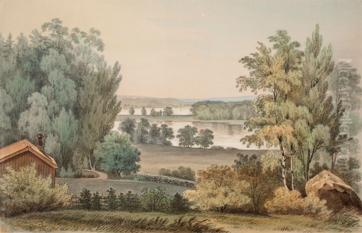 Maisema Traskandan kartanon lahettyvilta Oil Painting by Magnus Von Wright