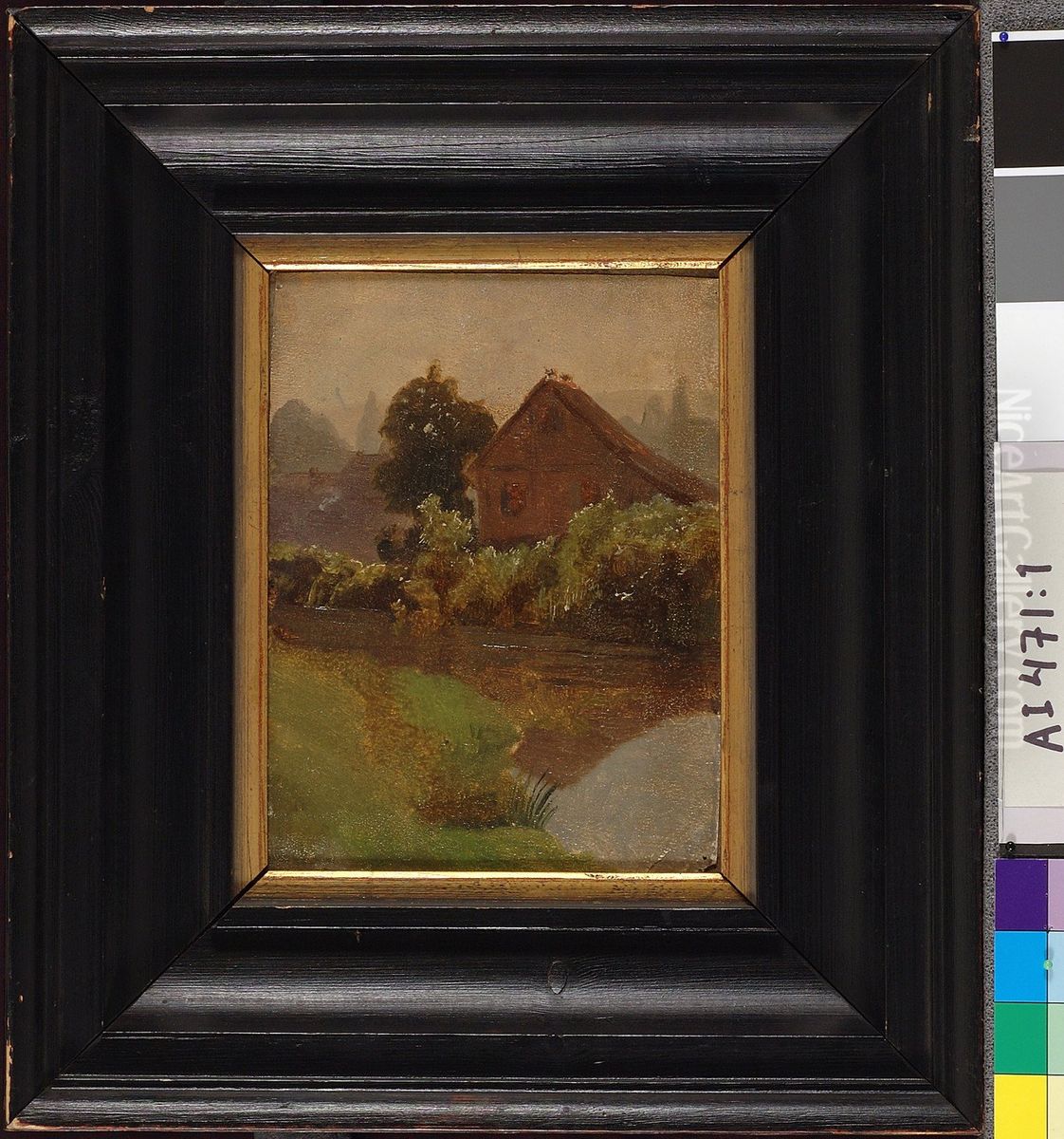 Rakennuksia veden varrella, harjoitelma Oil Painting by Werner Holmberg