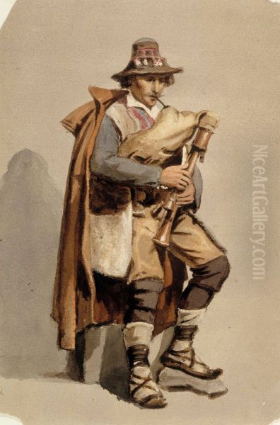 Sakkipillinsoittaja Oil Painting by Albert Edelfelt