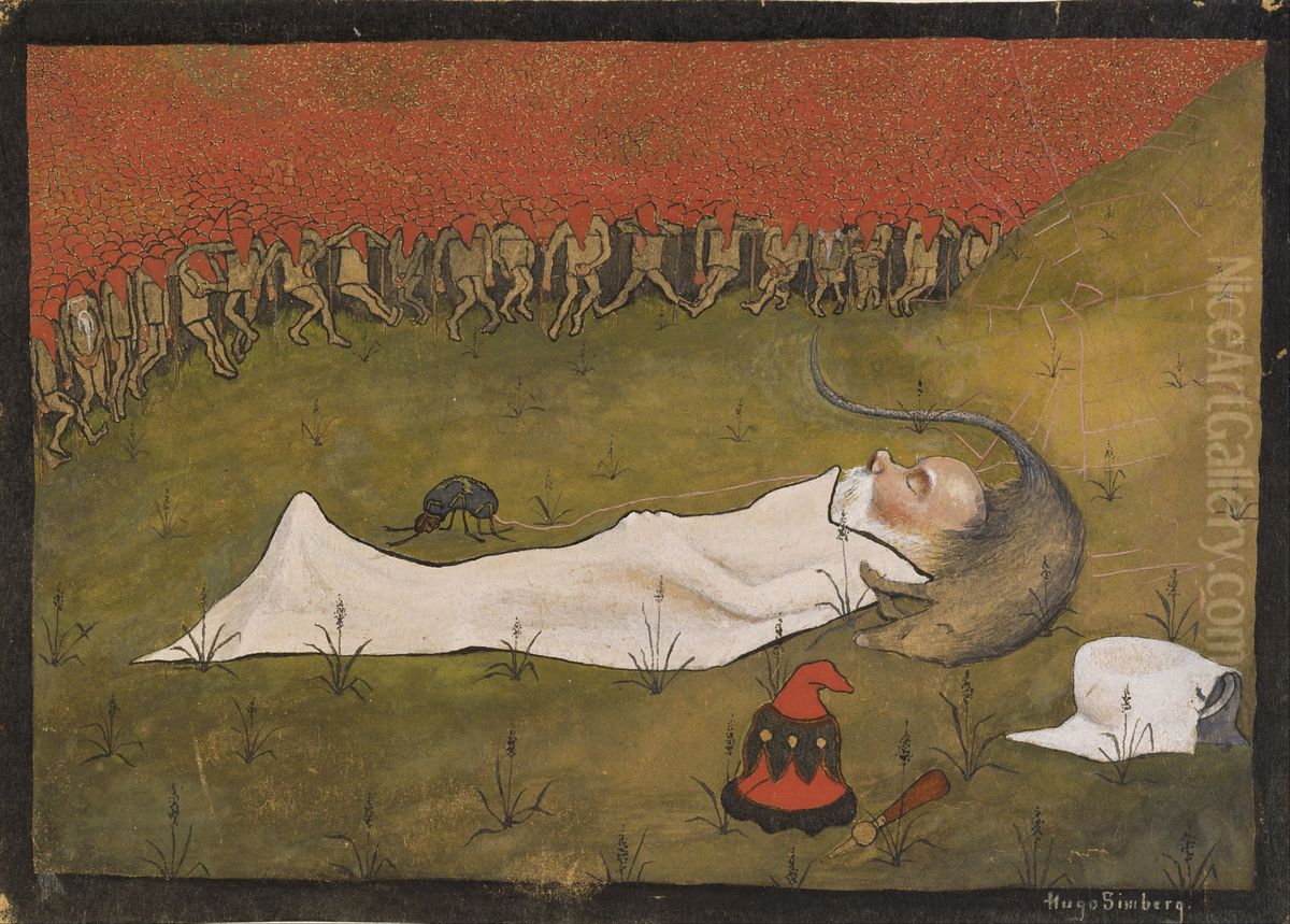 King Hobgoblin Sleeping Oil Painting by Hugo Simberg