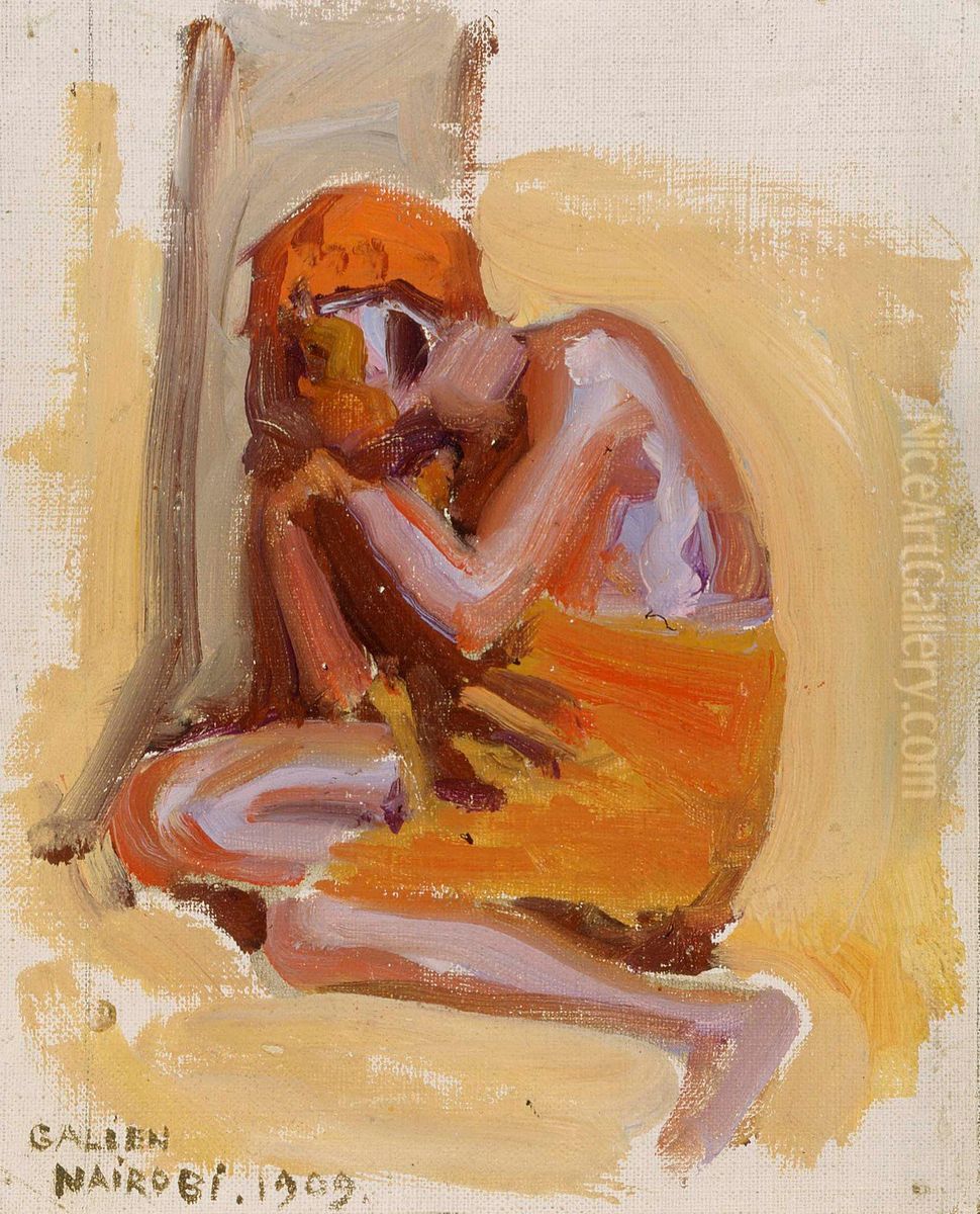An African Resting Oil Painting by Akseli Valdemar Gallen-Kallela