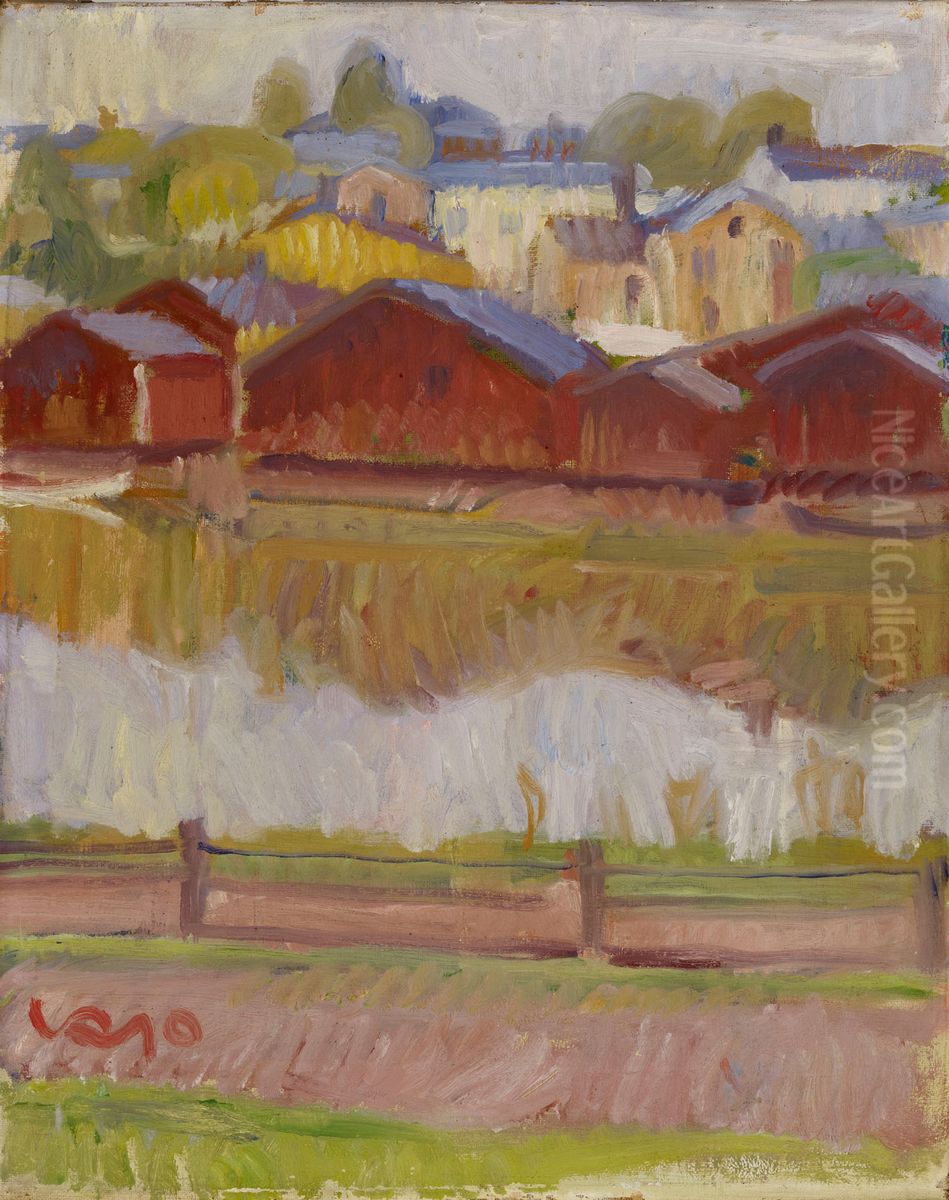 Ranta-aittoja Porvoosta Oil Painting by Valle Rosenberg