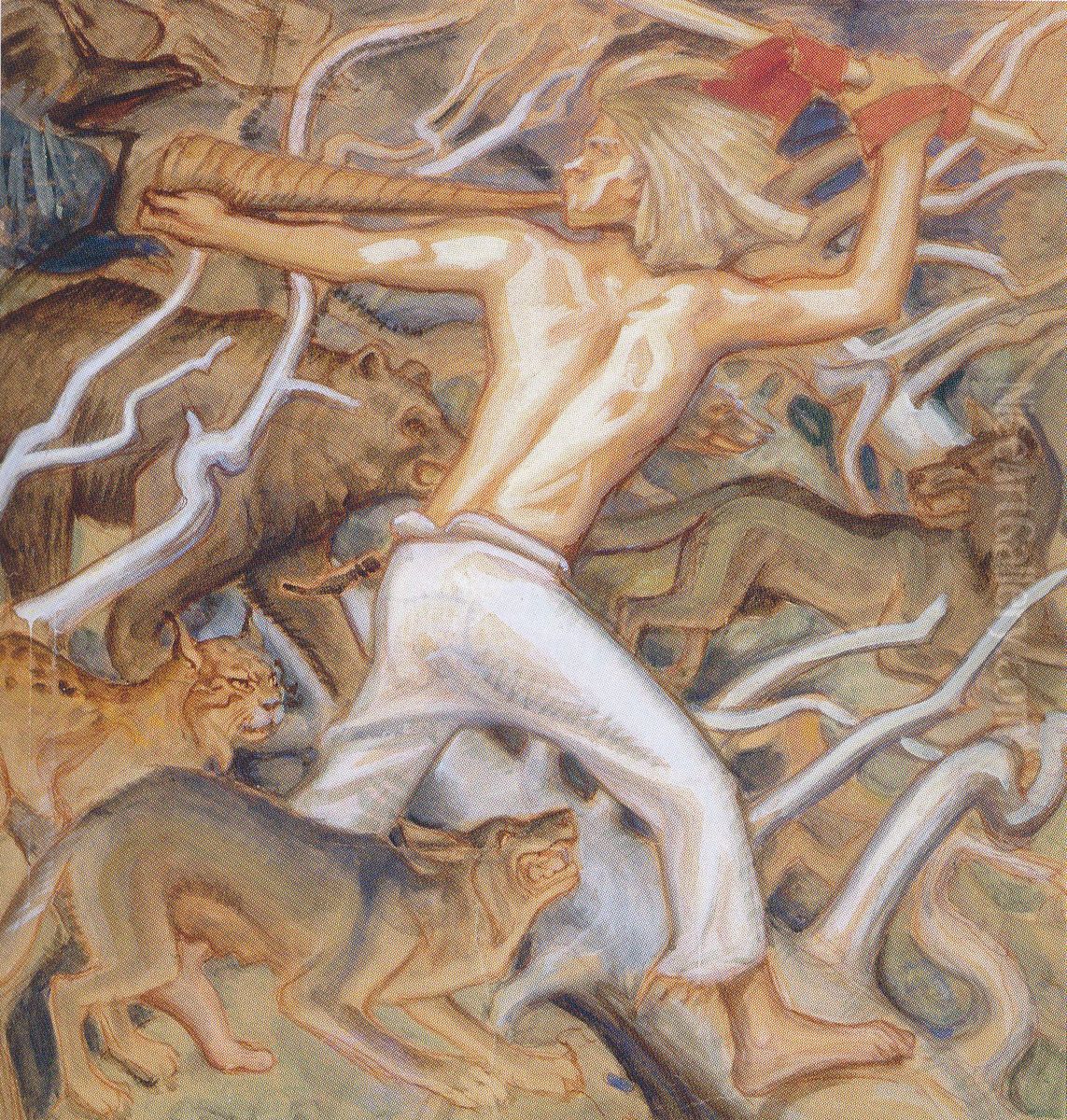 Kullervo petokarjoineen Oil Painting by Akseli Valdemar Gallen-Kallela