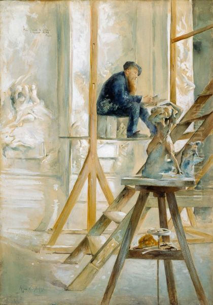 Portrait of Rodin in his Studio Oil Painting by Allan Osterlind