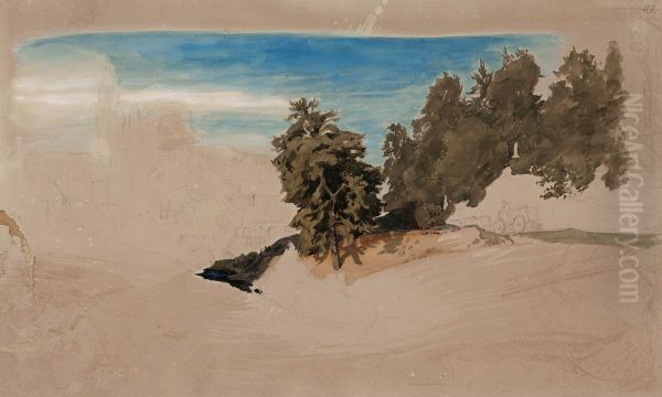 Landscape, Unfinished Oil Painting by Werner Holmberg