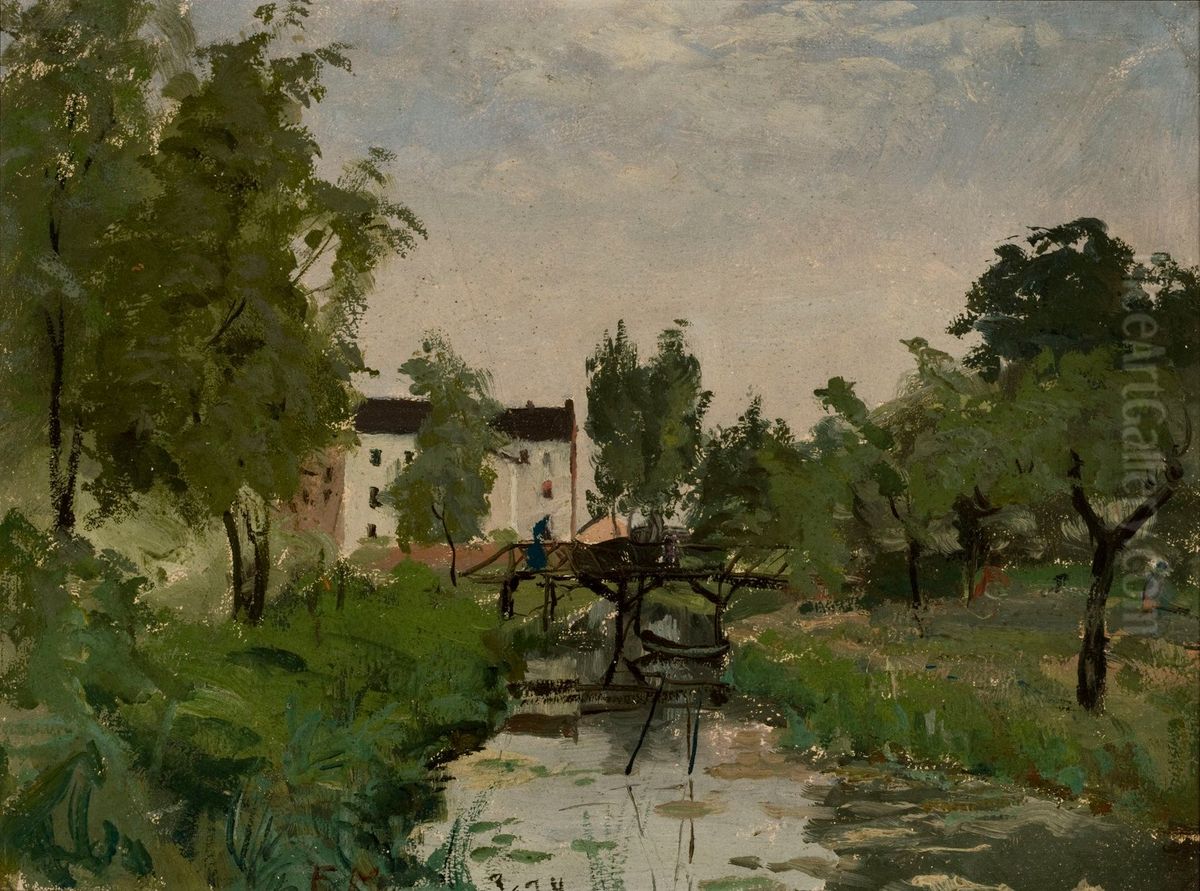 Landscape from Dusseldorf Oil Painting by Elias Muukka