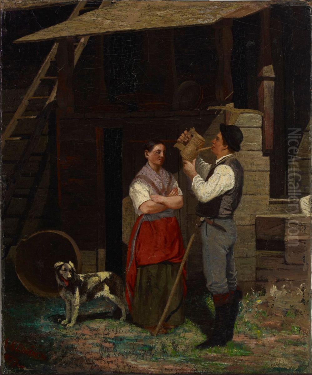 Juomatauko Oil Painting by Sigfrid Keinanen