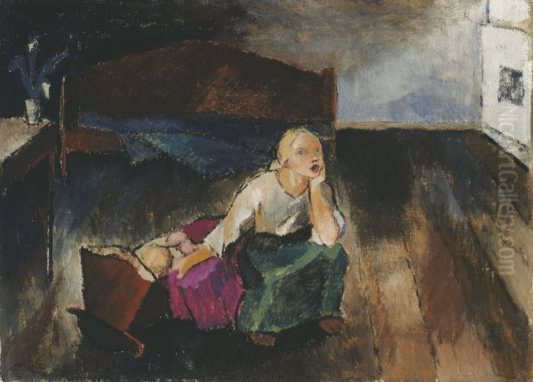 Vaggvisa Oil Painting by Alvar Cawen