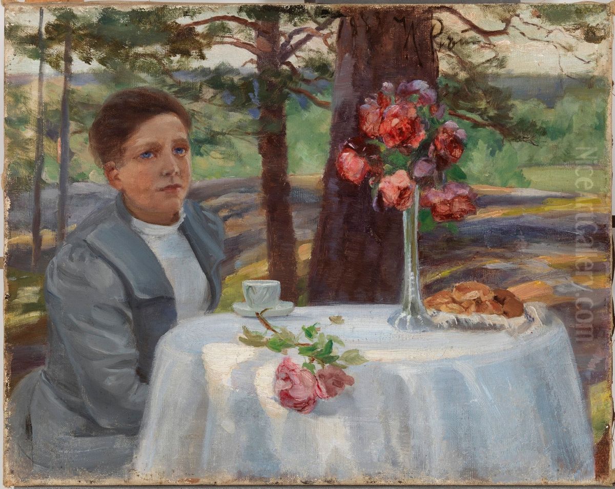 Tytto poydan aaressa Oil Painting by Repin Iliya
