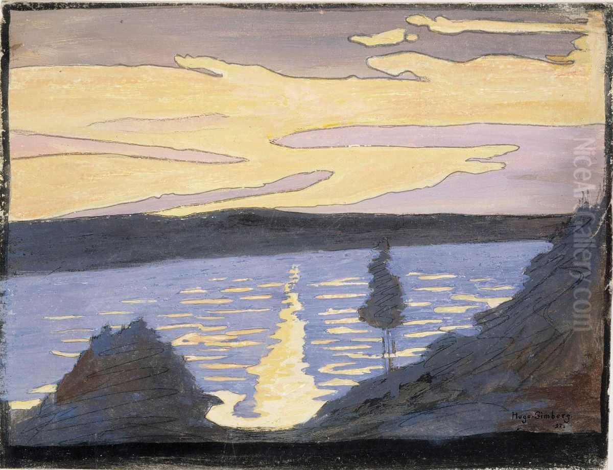 Spring Evening, Ice Break Oil Painting by Hugo Simberg