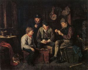 Alandska sjoman spelande kort i en kajuta