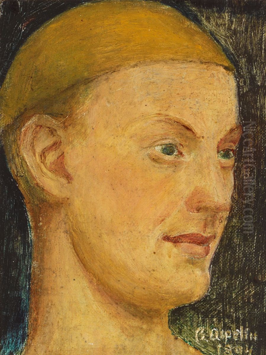 Huvud, sjalvportratt Oil Painting by Bruno Aspelin