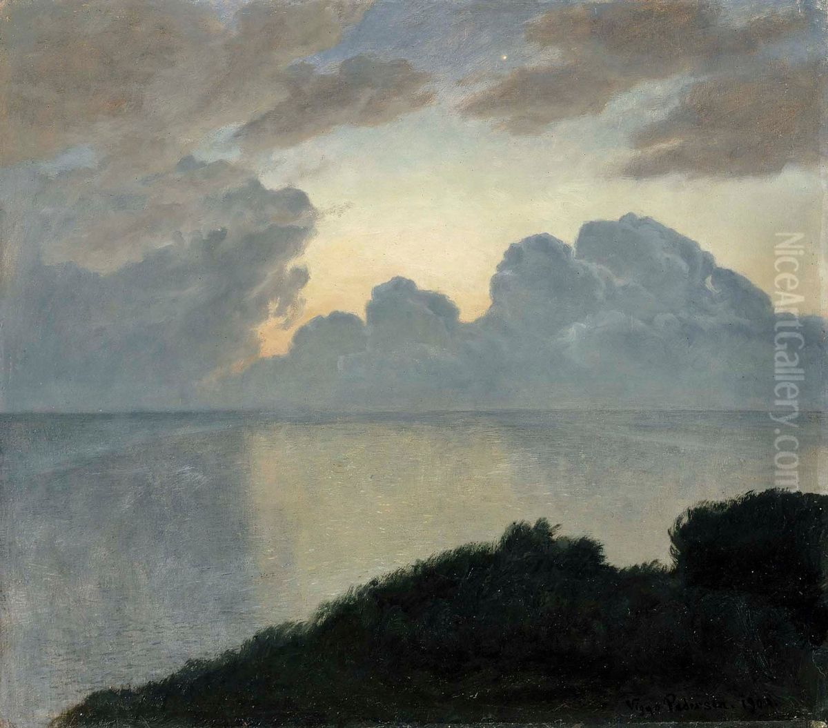 Sommarnatt vid havet, Tisvilde Oil Painting by Viggo Christian Frederik Vilhelm Pedersen
