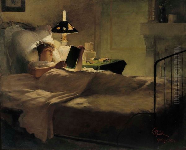 Evening Reading Oil Painting by Georg Pauli