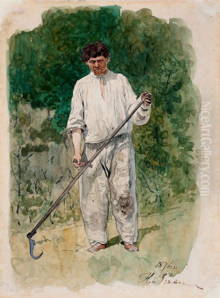 The Scytheman Oil Painting by Repin Iliya