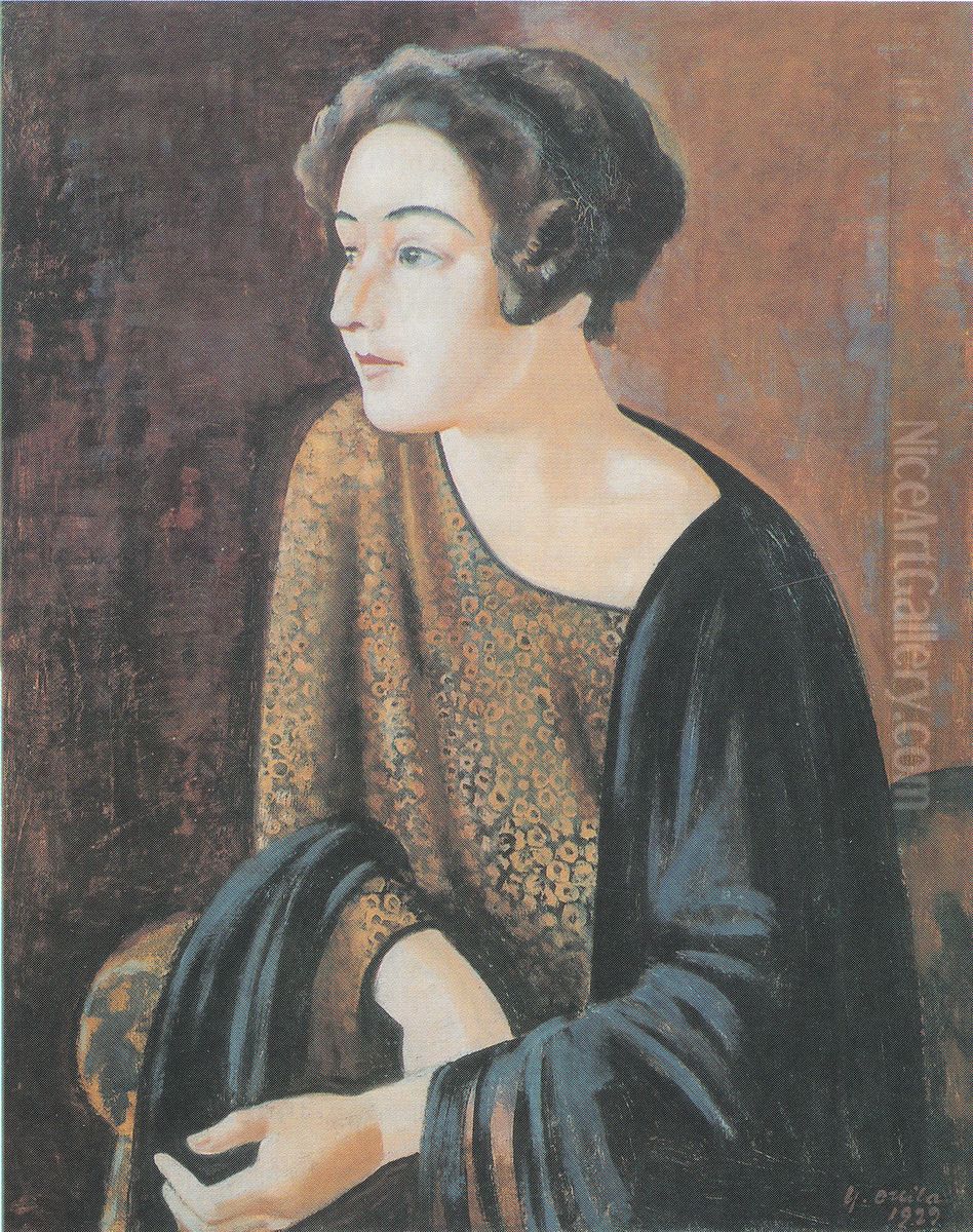Portrait of The Poet Elina Vaara Oil Painting by Yrjo Ollila
