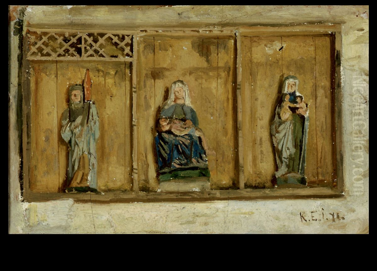 Finstromin kirkon alttarikaappi Oil Painting by Karl Jansson