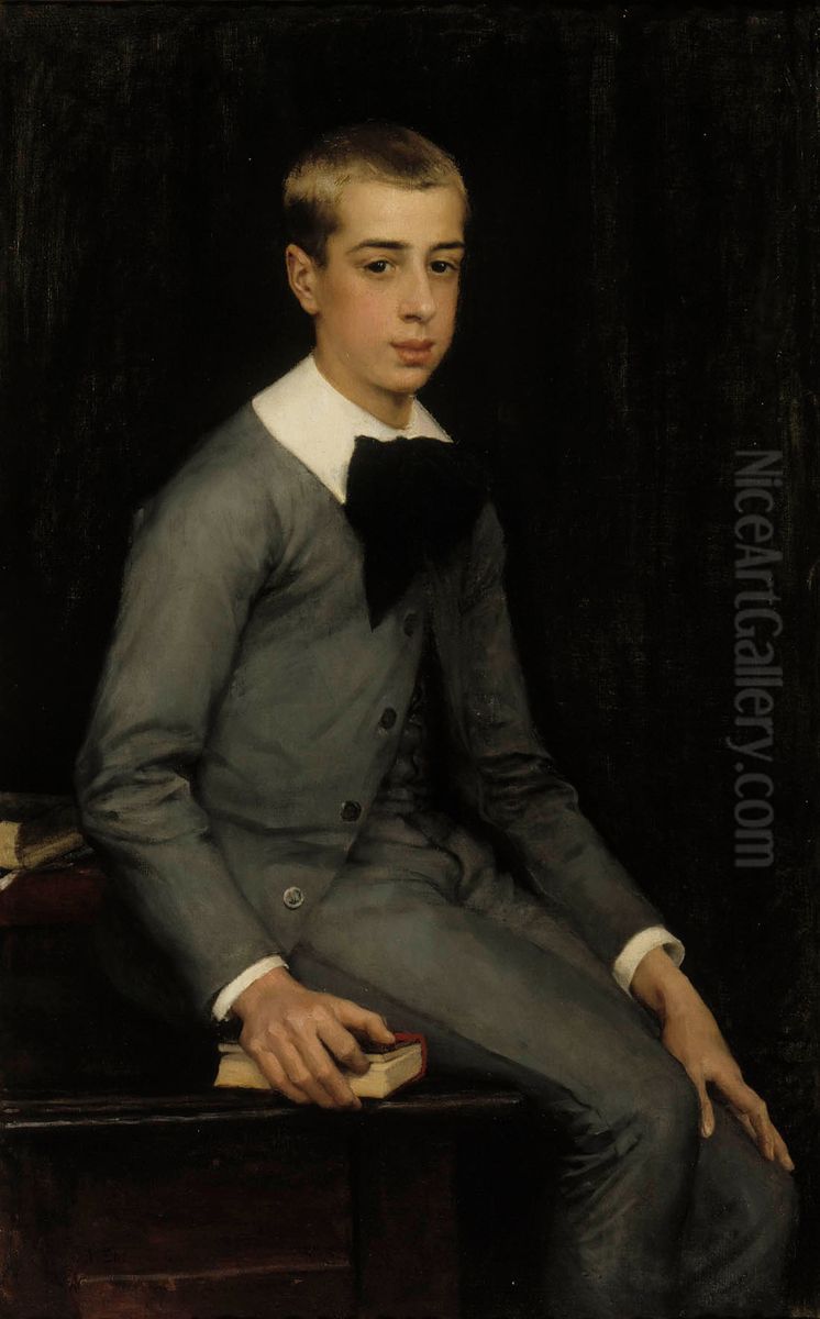 Portrait of Lieutenant Alexandre Weissgerber de Stragewicz as a Child Oil Painting by Albert Edelfelt