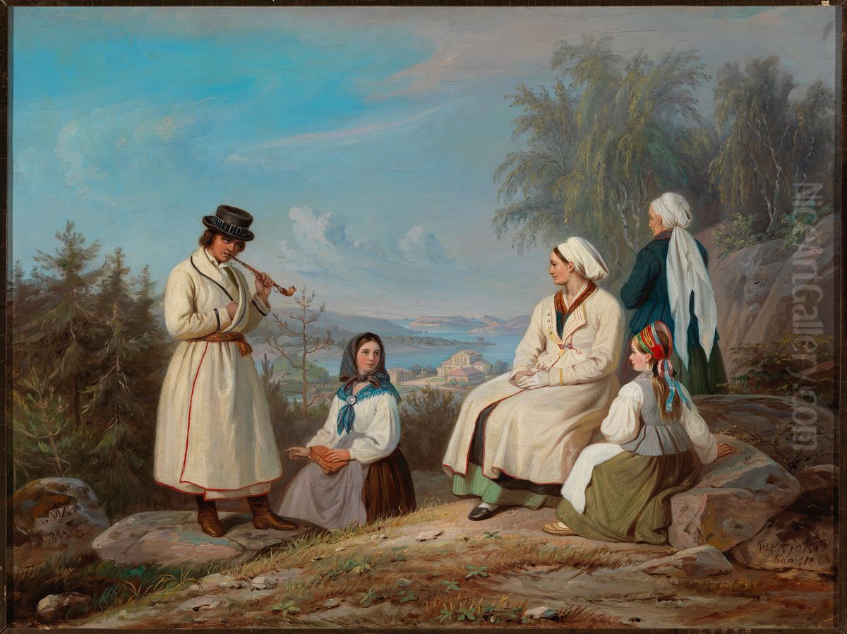 The Peasantry from Kurkijoki Oil Painting by Robert Wilhelm Ekman