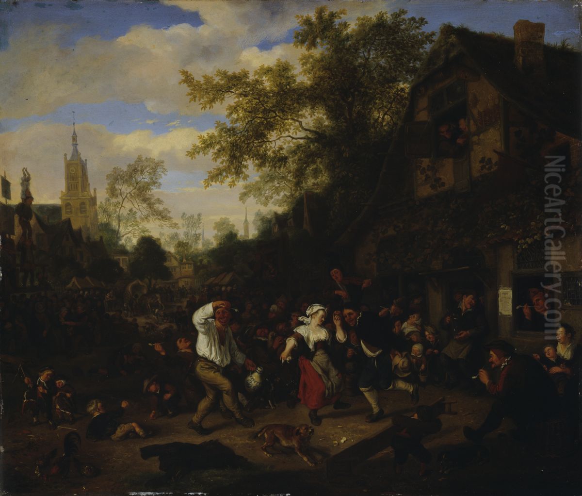 A Kermess Oil Painting by Cornelis Dusart