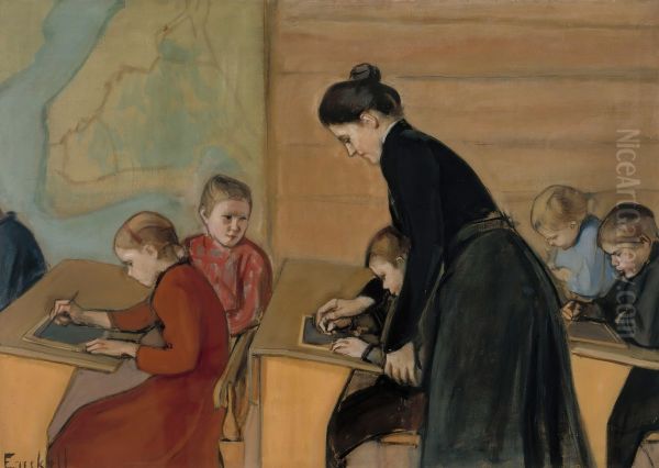 Folkskolan Oil Painting by Magnus Enckell