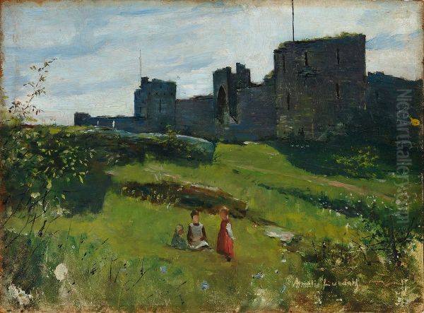 Landscape from Gotland (at city wall in Visby) Oil Painting by Amelie Lundahl