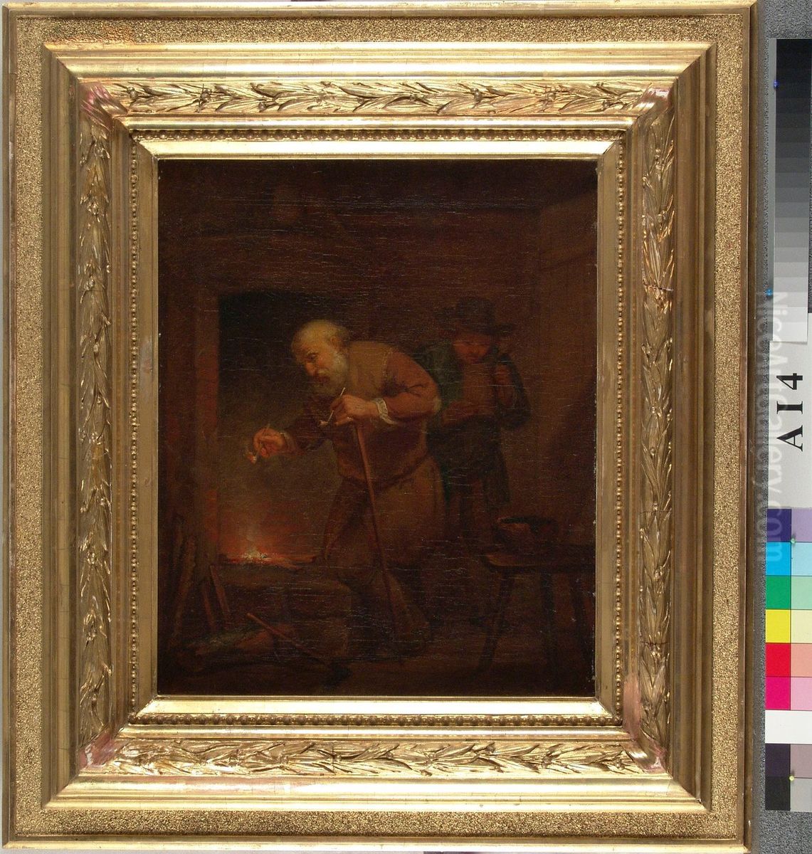 Ukko sytyttamassa piippuaan Oil Painting by Aleksander Laureus