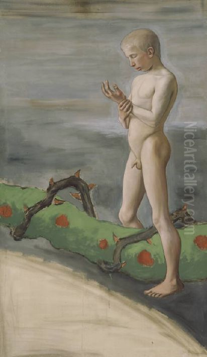 Boy Carrying the Garland of Life Oil Painting by Hugo Simberg