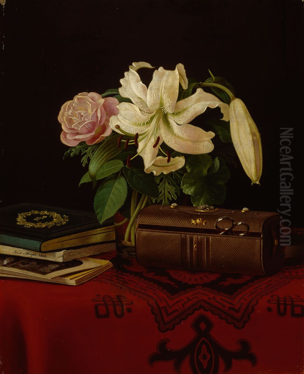 Still-Life on a Lady's Worktable Oil Painting by Ferdinand von Wright