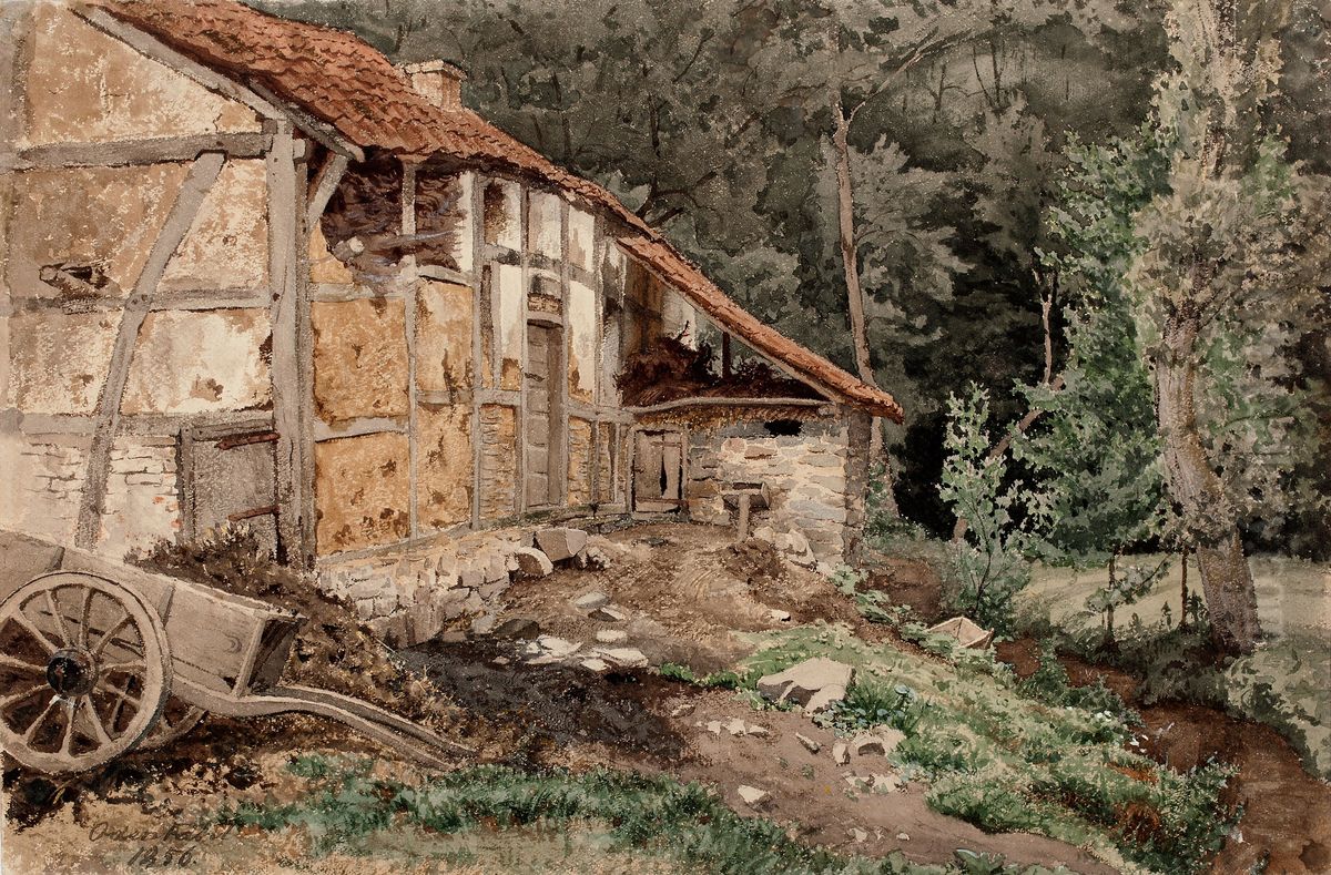 Talo metsassa Oil Painting by Werner Holmberg